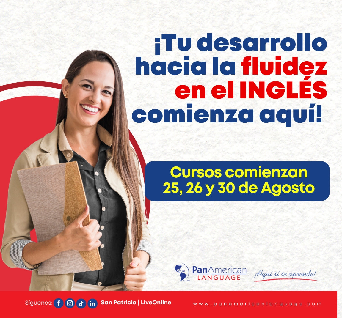 *Nuevo Ingreso* AGOSTO 2025: Presencial/Híbrido: Curso Grupal de inglés adulto (18+)
